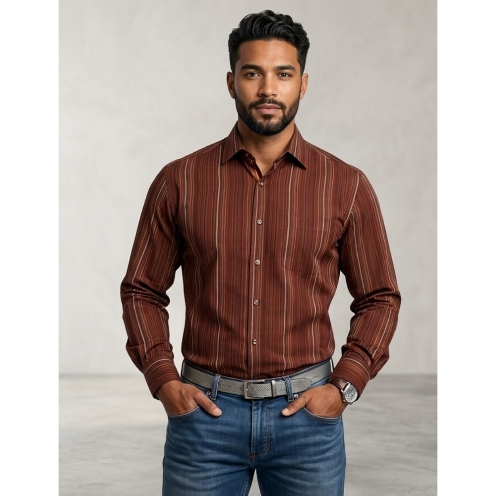 Tommy Bahama Classic Mens Long Sleeve Button Down Shirt Large‎ Brown Striped